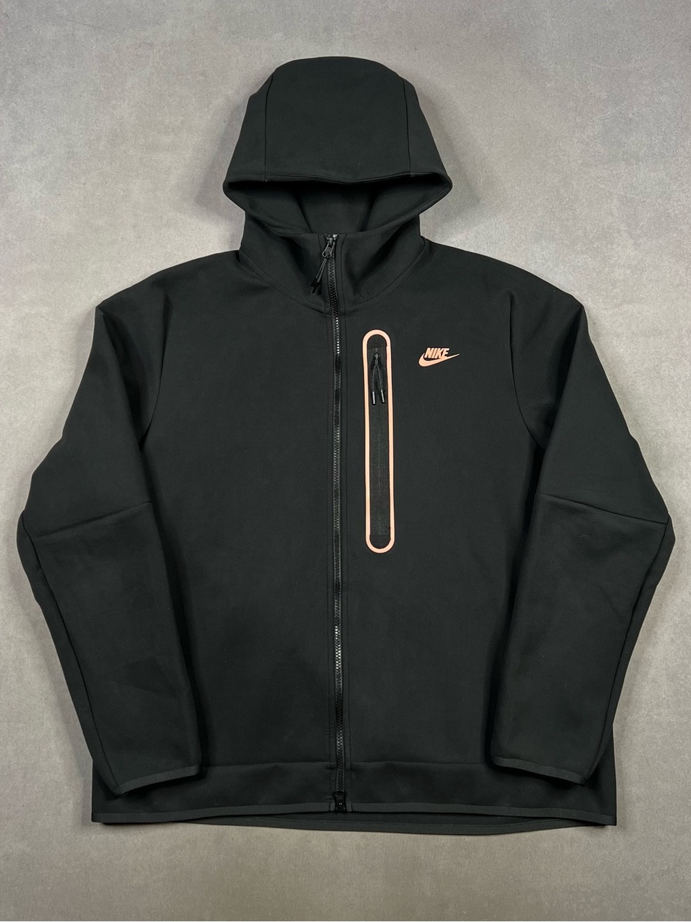 Nike Black Hooded Full-Zip Performance Jacket with Peach Trim